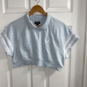 Pacsun Playboy Crop Short Sleeve Sweatshirt Baby Blue Sz Small
